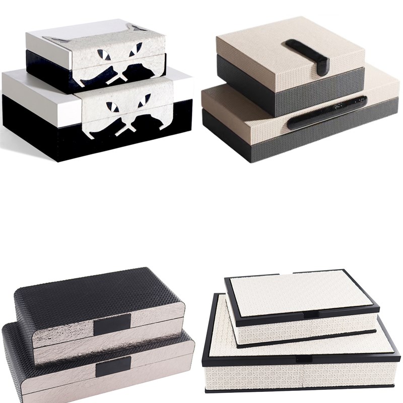 轻奢意式皮革e首饰收纳储物盒摆件样板间卧室衣帽间高档现代装饰