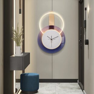 挂钟装饰极简简约时尚挂墙时钟挂表钟表个性创意灯光家用网红客厅