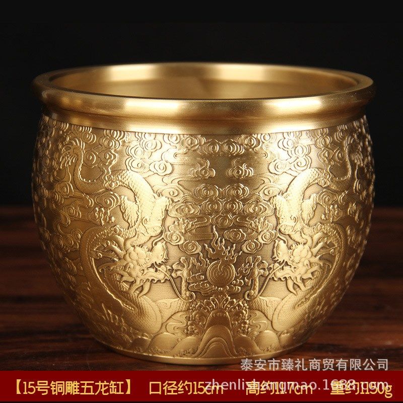 铜五龙缸摆件 铜缸摆件 铜W聚宝盆缸摆件,特色手工艺,其他特色工艺品,淘宝优惠券,粉丝福利购,淘宝优惠卷