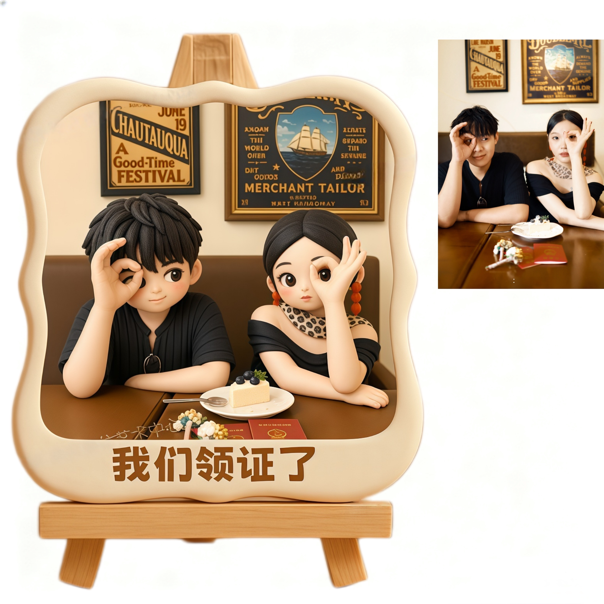 Q版定制3D浮雕相框冰箱贴摆件图片