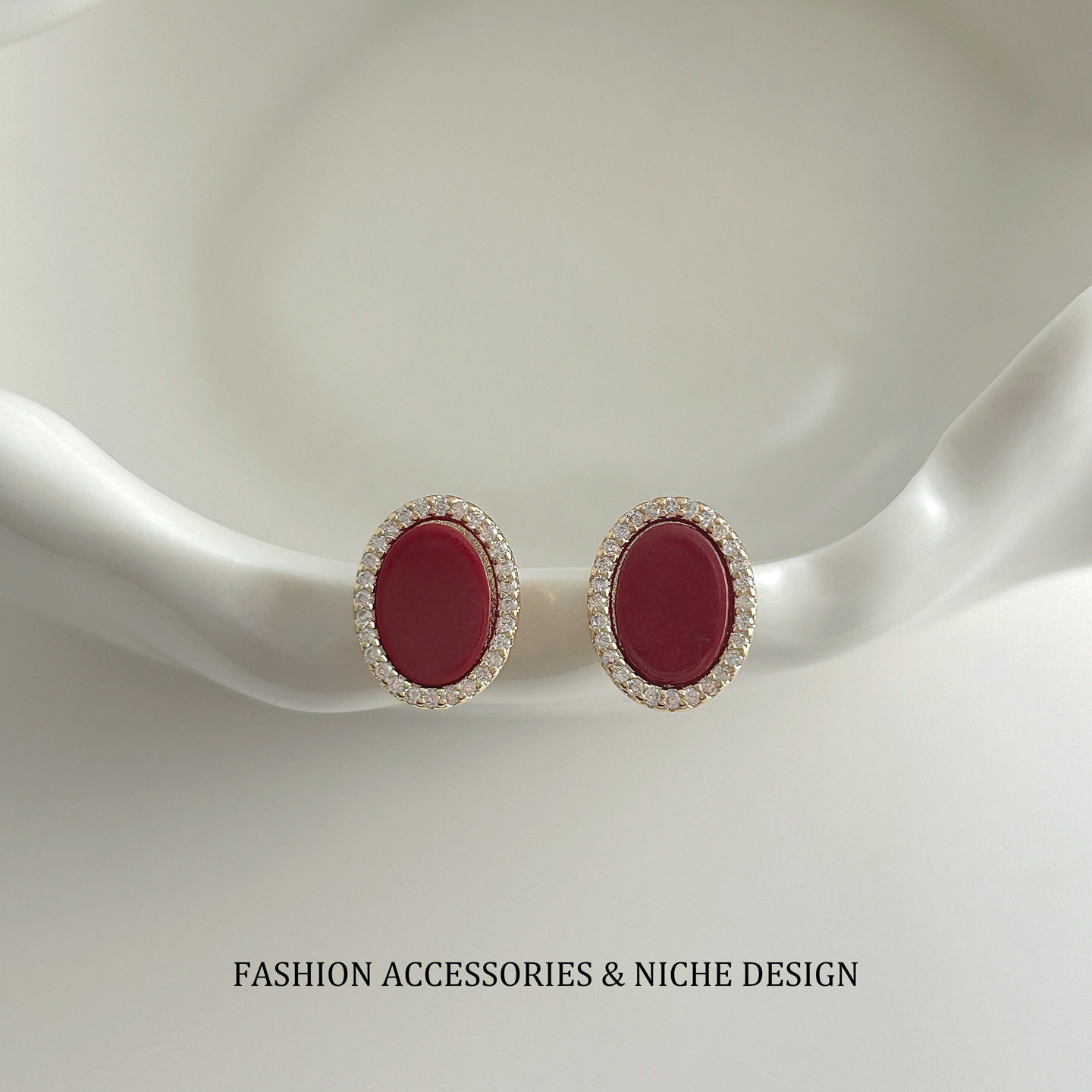 小众时尚酒红色圆形锆石耳钉女复古轻奢高级耳环新款潮流气质耳饰,饰品/流行首饰/时尚饰品新,耳环,淘宝优惠券,粉丝福利购,淘宝优惠卷