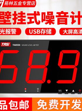 特安斯大屏幕壁挂式分贝仪噪音测试仪声音噪声计TA653A/653B/654A