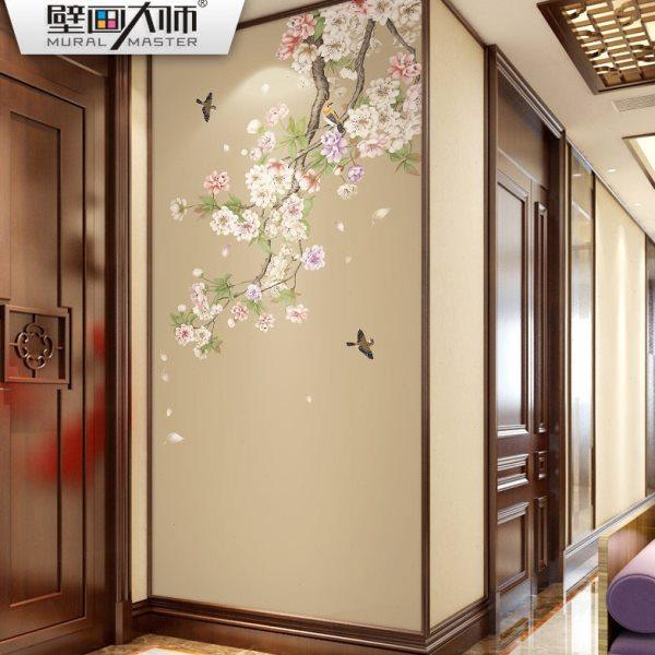 电视背景墙壁纸走廊过道玄关花鸟影视墙墙纸定制壁画中式墙布简约,家装主材,无纺布墙纸,淘宝优惠券,粉丝福利购,淘宝优惠卷