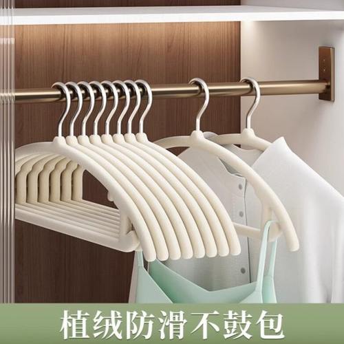植绒衣架家用挂衣无痕防肩角晾衣撑子宿舍用学生衣柜内置晾晒架子