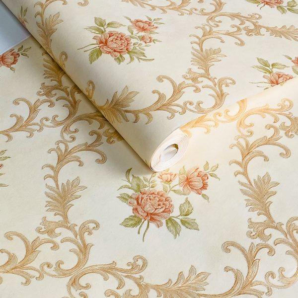 欧式田园精压花纹墙纸卧室客厅书房电视背景墙家用装饰浮雕壁纸