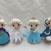 手工钩织卡通玩偶艾莎公主人偶摆件家具装 饰生日礼物成品