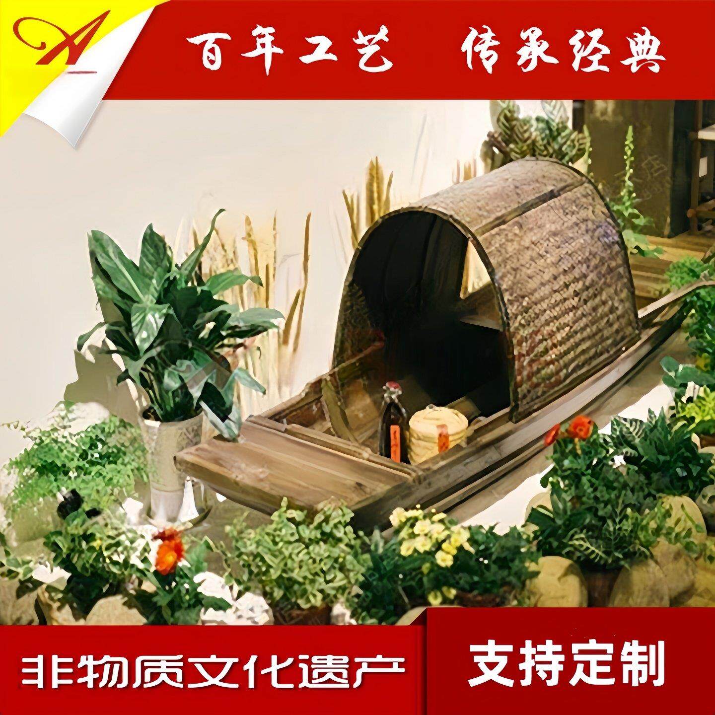 装饰木船渔船乌篷船手工模型摆件摄影道具餐饮船彷古景观木船覆古