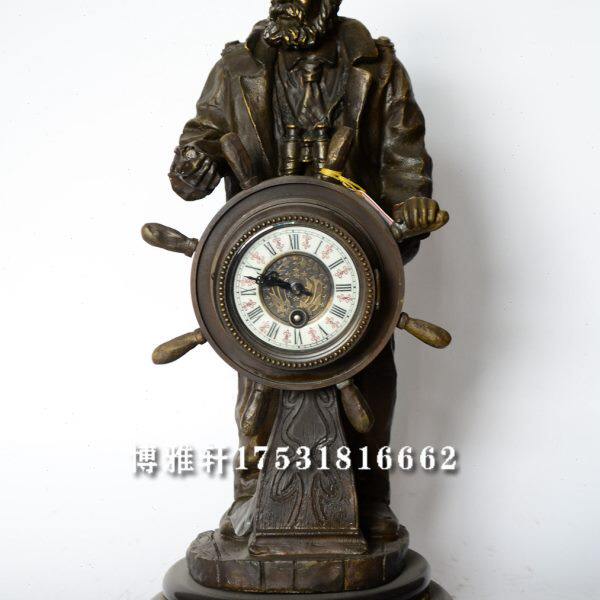 钟表纯铜复古机械座钟老船长欧式古典发条台钟样板间家居客厅摆件