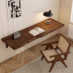 实木墙上置物架隔板悬浮桌板折叠电脑桌墙面小户型层板壁挂学习桌