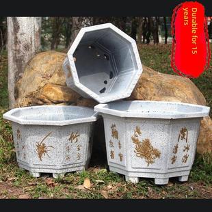 加厚八角形花盆树脂花盆大直径植树花盆铁树三角梅盆景花盆庭院家