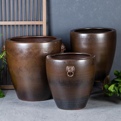 景德镇陶瓷古法鱼缸养荷花睡莲盆水缸老式室外庭院客厅摆件书画缸