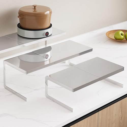 厨房分层架转角台面不锈钢置物架收纳神器桌面隔板隔断双层分割上