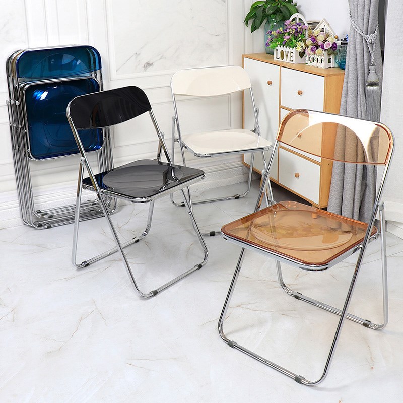 透明压克力d椅子现代简约网红轻奢水晶餐椅卧室可折叠靠背化妆凳