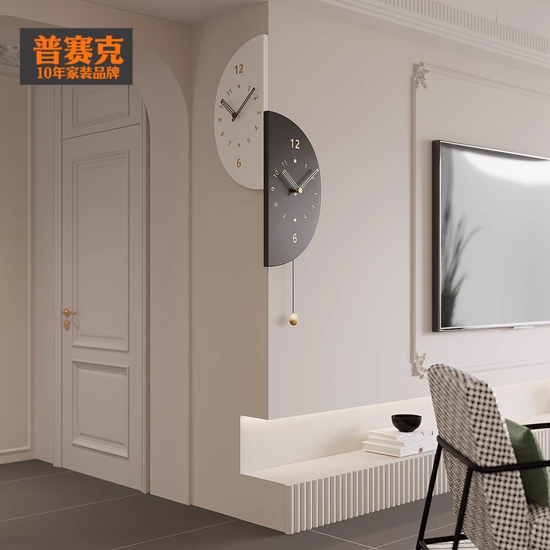 拐角创意时钟阳角钟表2024x年新款双面转角挂钟家用客厅现代简约