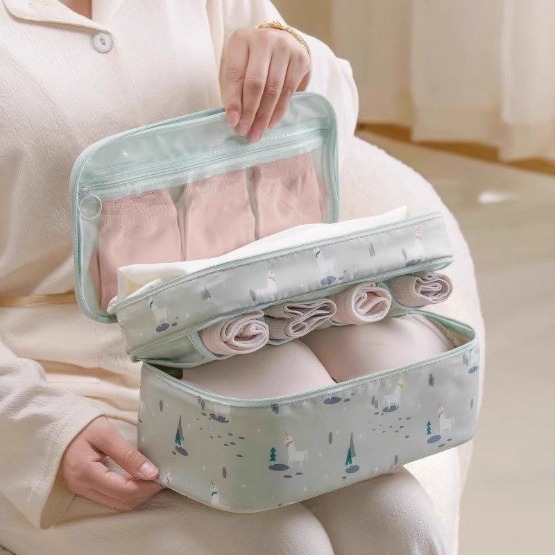 双层内衣收纳包旅行便携内裤袜子收纳袋旅游行李箱贴身衣物分装袋