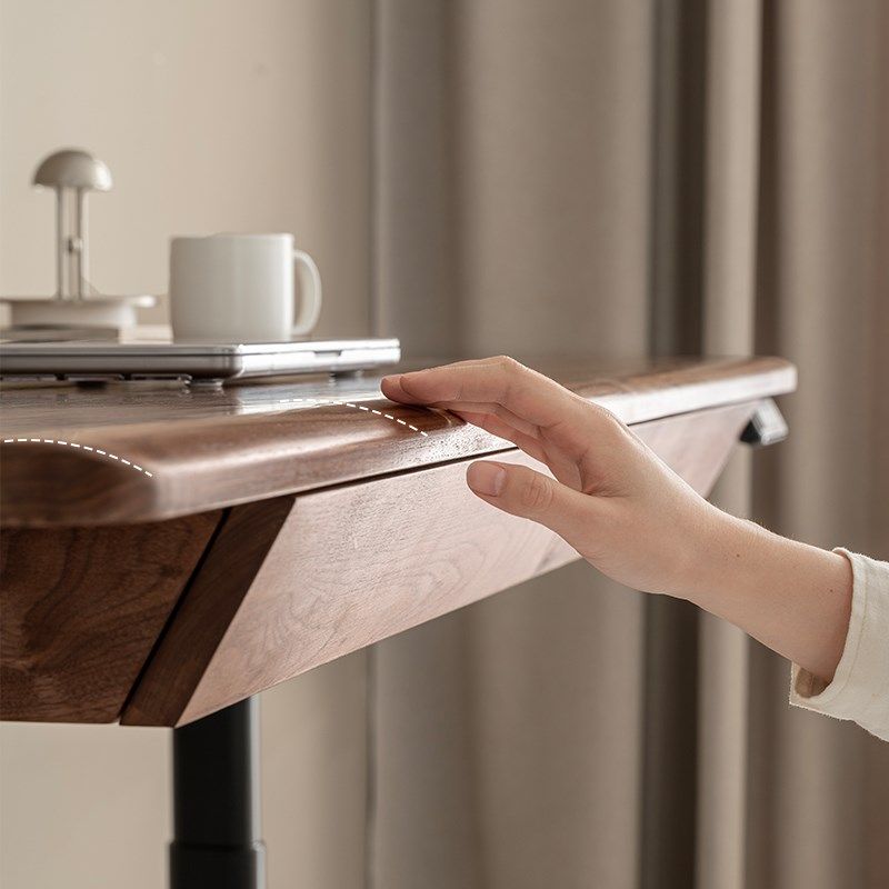 北美黑胡桃木电动升降书桌实木智能电脑办公家用工作台电控桌子