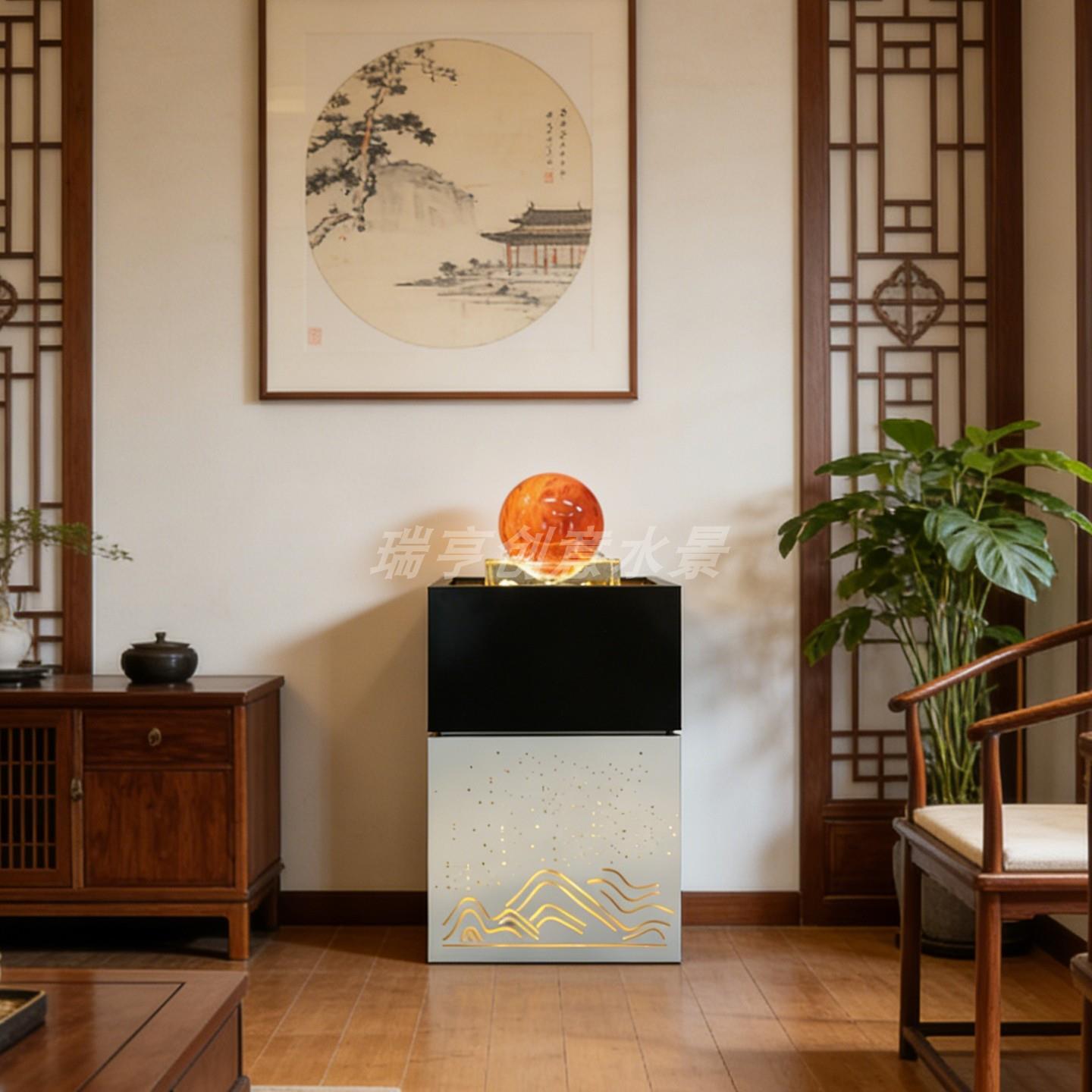 不锈钢风生水起旋转水晶球招财流水喷泉乔迁开业礼物玉石球循环水