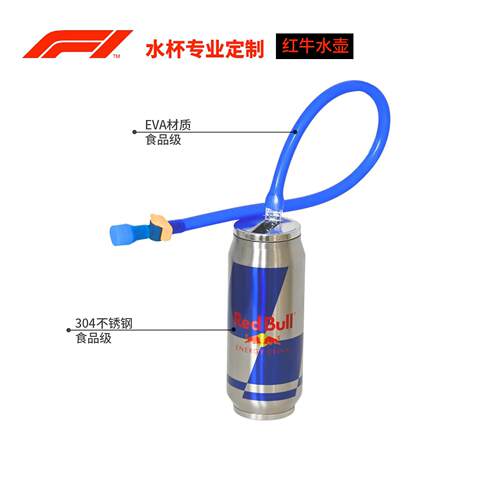 f1不锈钢水壶F1红牛罐不锈钢吸管杯600ml潮玩个性定制水杯水壶