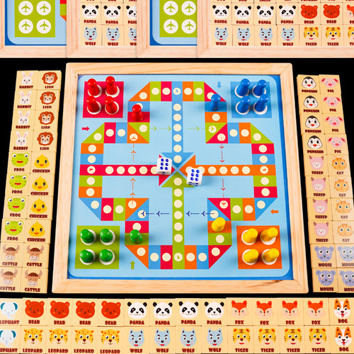儿童桌面游戏连连看对对碰消消乐飞行棋益智训练亲子互动木质玩具