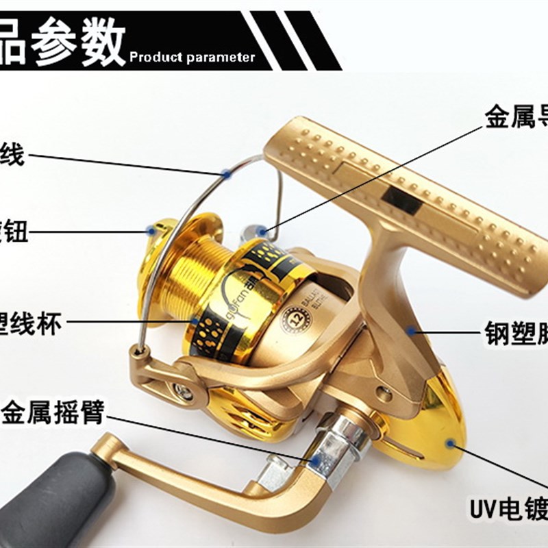 古梵 渔轮渔线轮钓鱼纺车轮鱼轮全系列金属芯路亚矶钓海竿鱼线轮