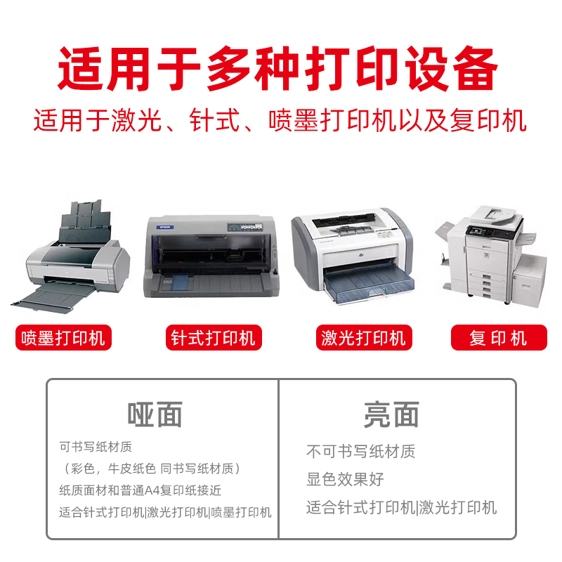 A4不干胶打印纸竖5切12枚 18 24 30 36 42 48 54 60 66格 亮面光