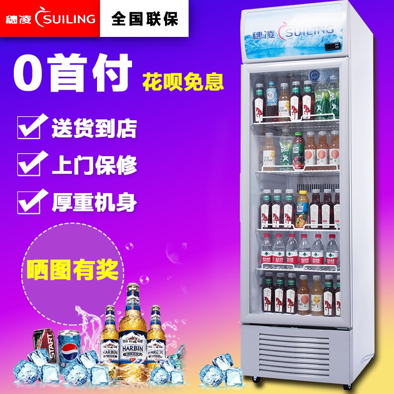 穗凌立式冰柜饮料展示柜商用冰箱单门冷柜保鲜冷藏柜风冷LG4-317L