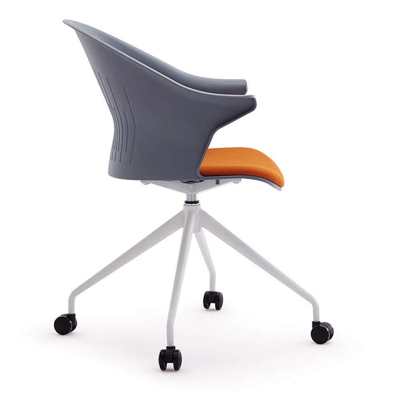 塑料圆弧形单人休闲沙发椅时尚简约办公会议旋转椅现代会客等候椅