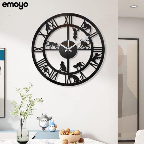 免打孔墙上餐厅装饰网红钟表 时尚客厅欧美创意时钟静音无声挂钟