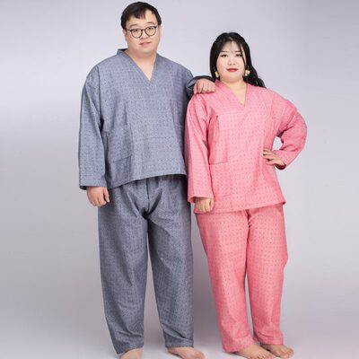300斤男女款长袖浴服汗蒸服全棉桑拿服特大码足疗按摩家居服睡衣
