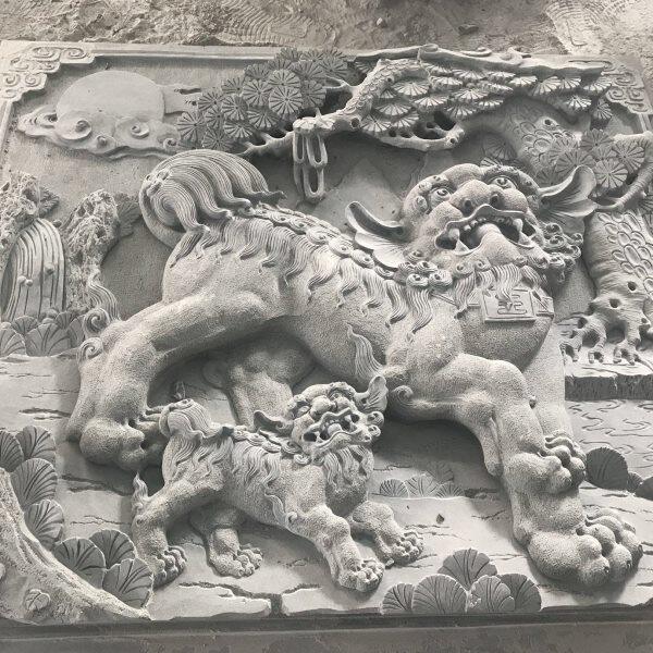 精雕图精品醒狮 北京狮神兽狮子大象 石雕图灰度图 可代加工
