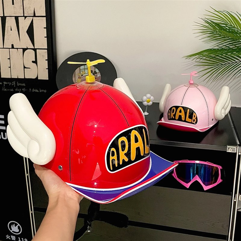 阿拉蕾头盔卡通电动车半盔可爱天使帽翅膀电瓶车安全帽3C认证网红