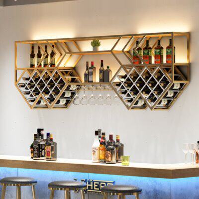 轻奢铁艺壁挂式酒架酒吧吧台装饰酒柜创意家用餐厅墙上红酒展示架