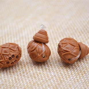 橄榄核雕莲花三通 橄榄胡单核单籽佛塔佛头DIY配饰 散珠禅意