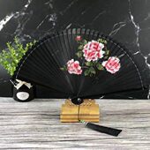 配扇盒 牡丹花小折扇 工艺丝扇 日式 不含扇架 扇子礼品中国风女式