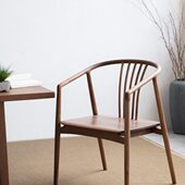 胡桃木茶椅禅意实木新中式 简约实木茶桌椅餐椅简约休闲圈椅靠背椅