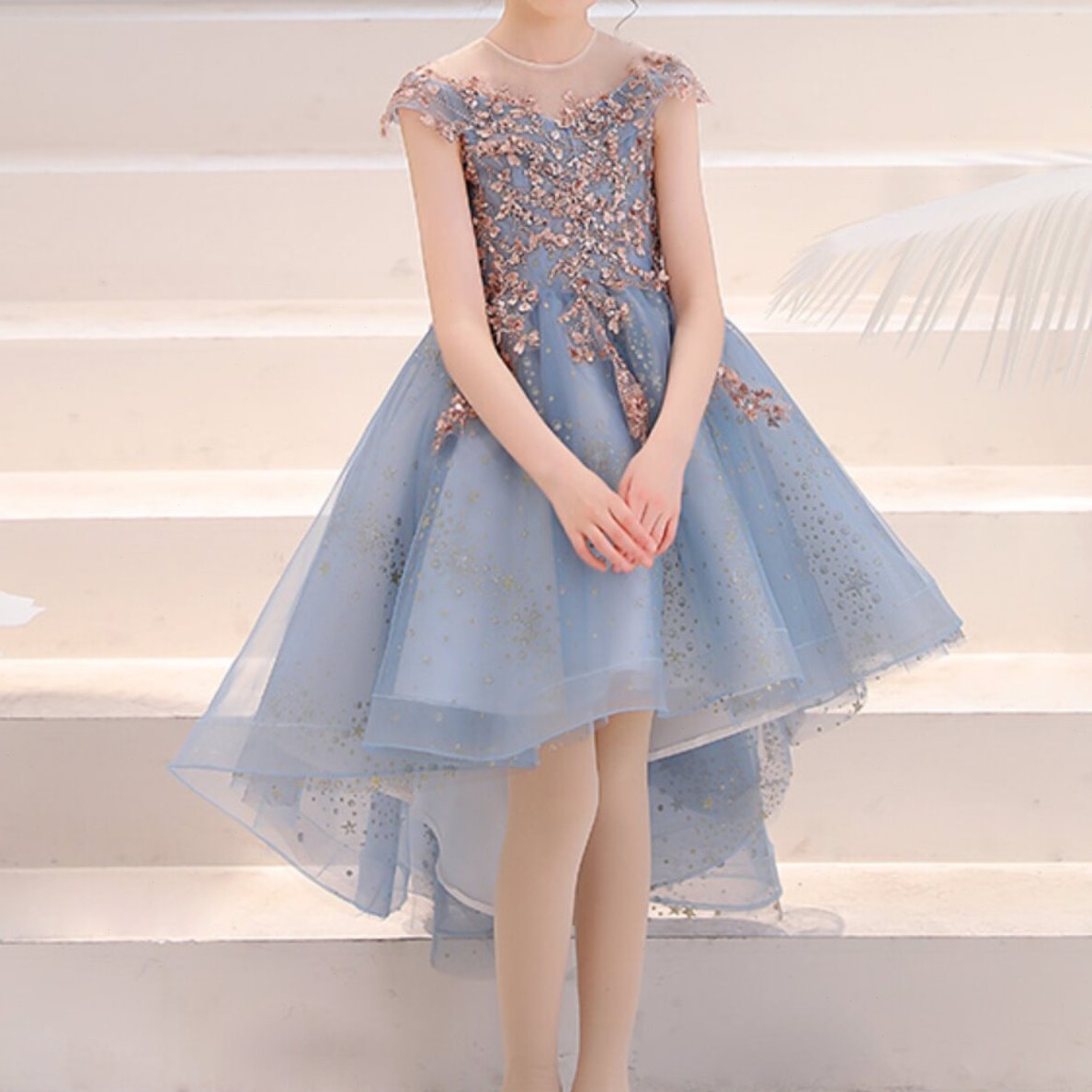 女童晚礼服儿童公主裙小孩花童婚纱舞台走秀表演主持人钢琴演出服