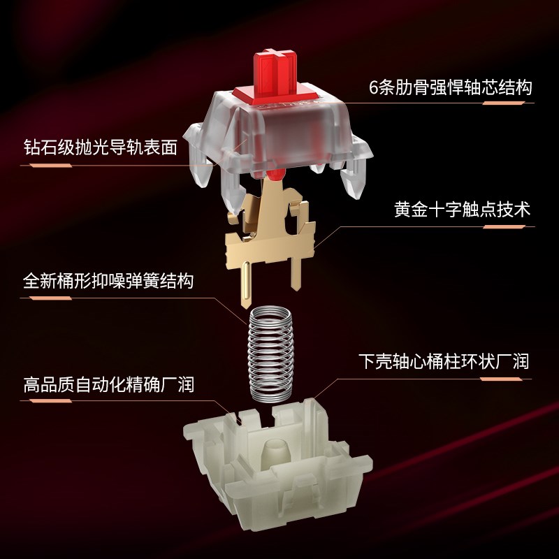 德国CEY樱桃原厂2A机械键盘轴体客制化O热插拔静音红轴茶轴