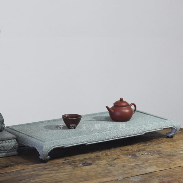手工精品青石茶盘可挡水干湿两用家用茶台中国风长方形石雕石座
