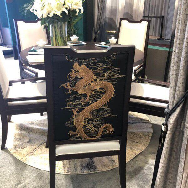 御锦司*龙纹 绣花大图案玄墨黑色中国龙刺绣沙发椅子布料屏风绸缎