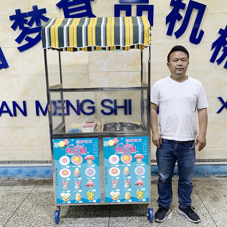 棉花糖折叠推车商用不锈钢便携可折叠两层多功能移动摆摊简约餐车