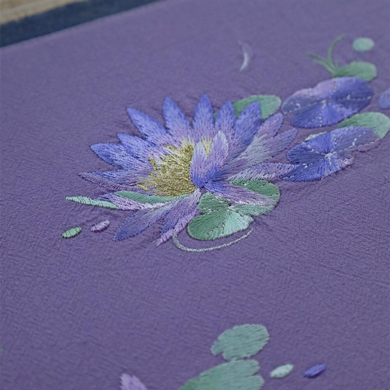 引之紫莲刺绣g茶垫棉麻茶席布艺礼品复古茶布中式茶席干泡茶道文