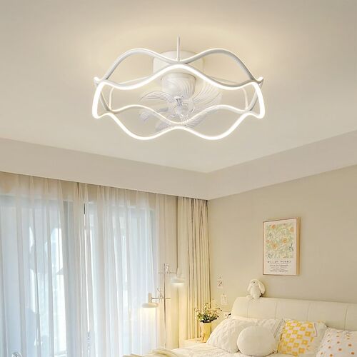 卧室风扇灯轻奢简m约主卧书房餐厅摇头风扇灯花形吸顶灯