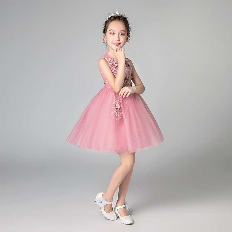 儿童礼服短款公主k裙女童蓬蓬纱女童花童婚纱小主持人钢琴演出服