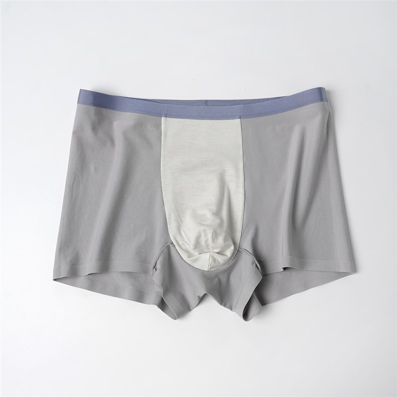 男士平角内裤 80支精梳棉抑菌双层蚕丝底裆 纯T色底裤 四季款