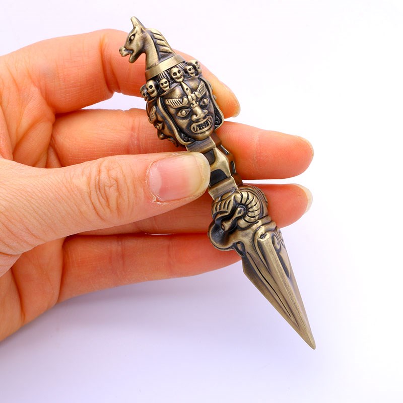 黄铜法器马d头明王金刚杵吊坠手把件男女随身携带普巴杵金刚橛挂