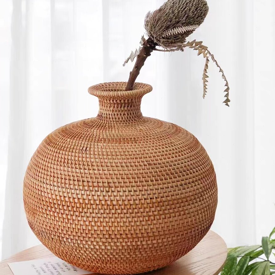 TB401植物藤编大肚花瓶尺寸:35cm