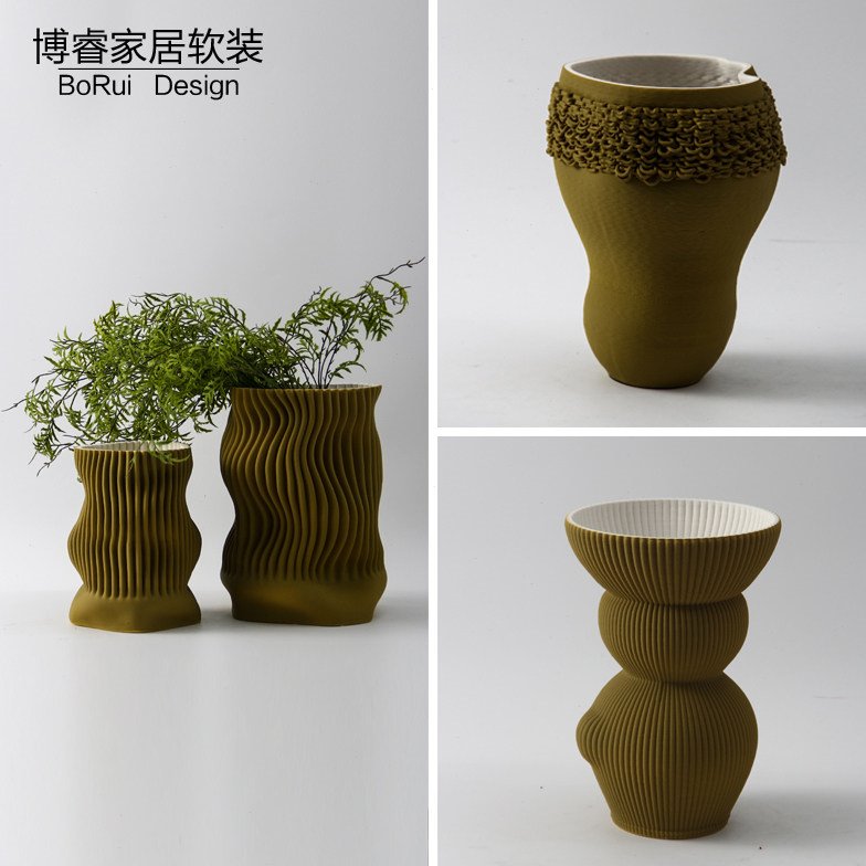 现代轻奢3D打印陶瓷花瓶个性高档花器创意造型客厅卧室装饰品摆件