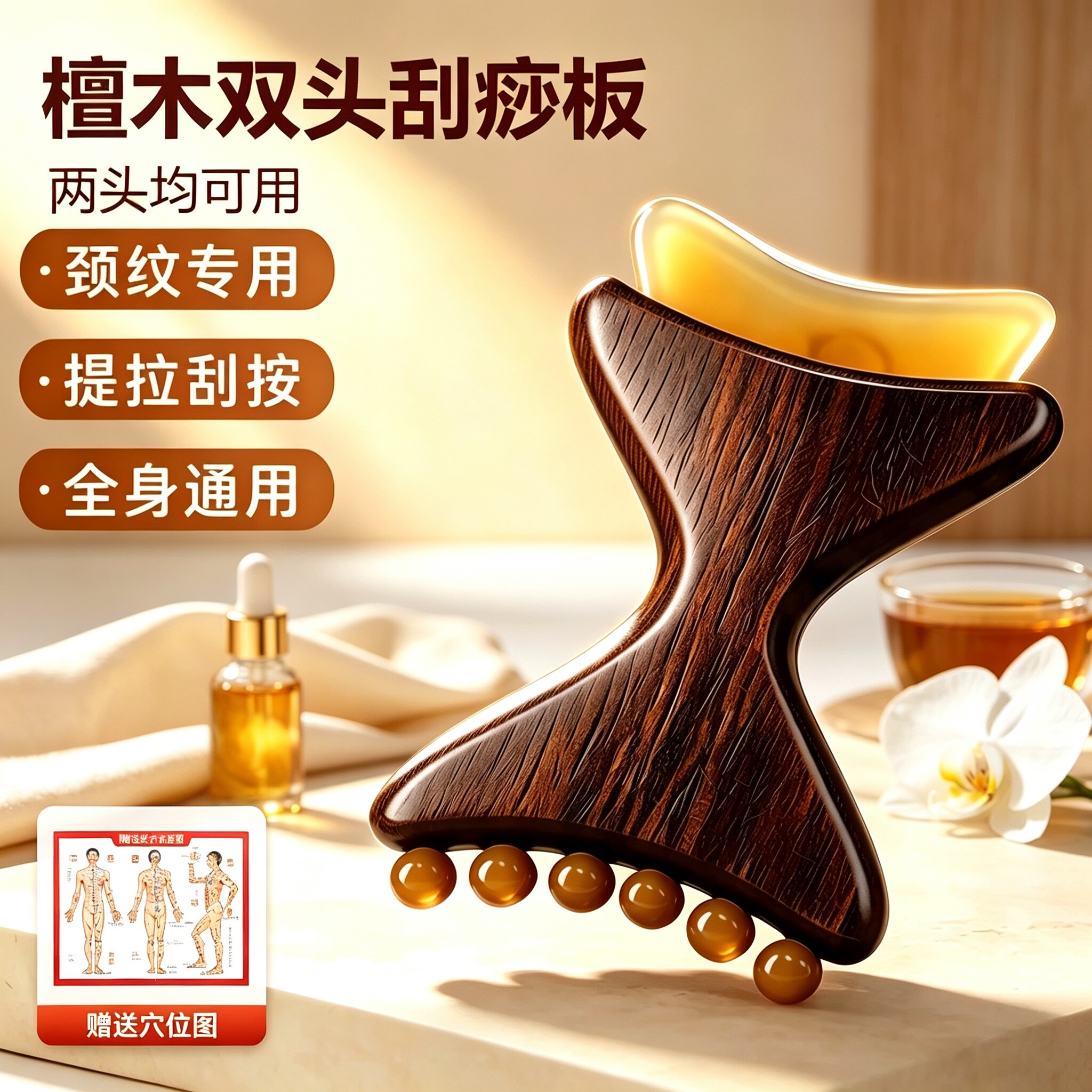 按摩梳天然梳头部经络脸部头疗按摩颈部树脂刮痧板穴位拨筋