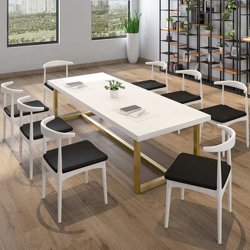 loft实木会议桌简约创意办公桌长桌大型家具职员工作洽谈桌椅组合