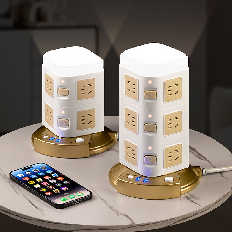 立式插座转换器接线板插排插线板多功能带线充电面板多孔床头分控